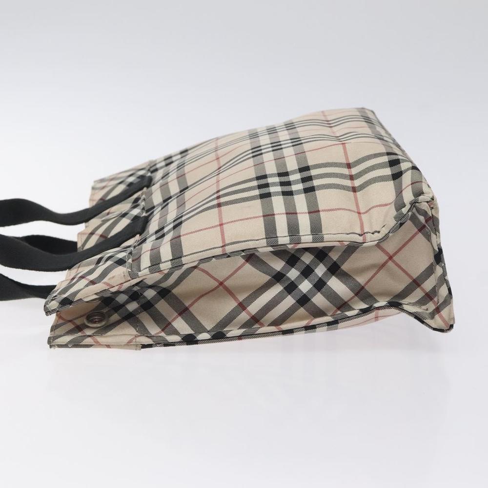 BURBERRY Nova Check Blue Label Hand Bag Nylon Beige Silver Auth kk500 - Picture 4 of 16